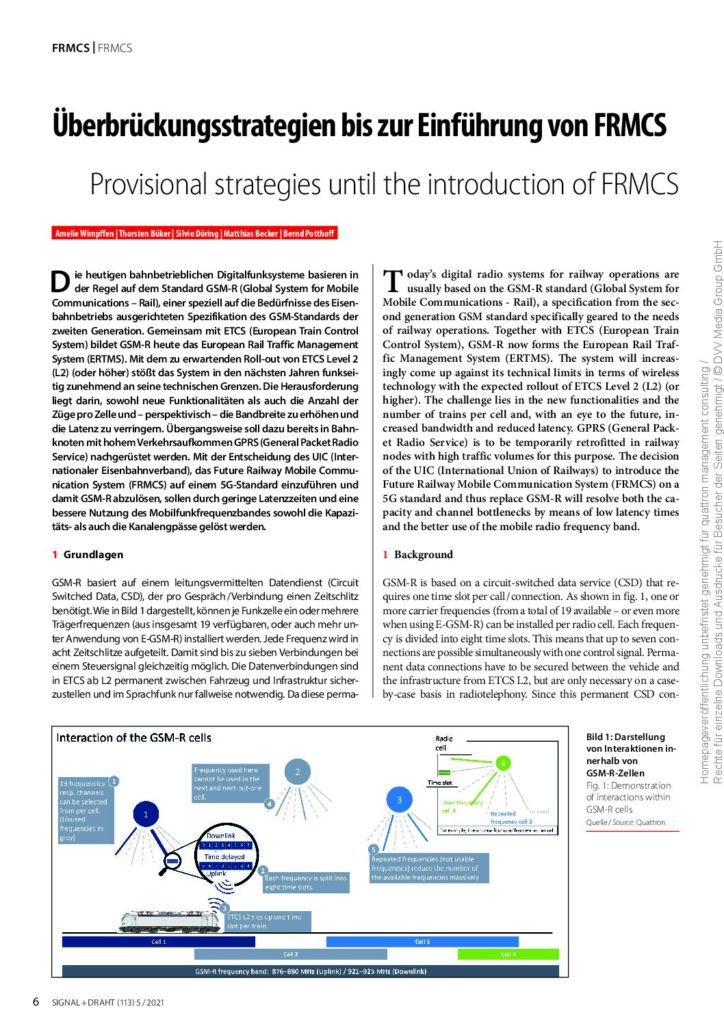 Überbrückungsstrategien bis zur Einführung von FRMCS