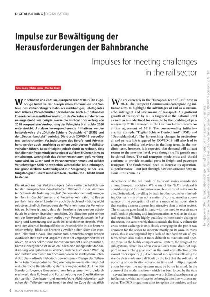 Herausforderungen der Bahnbranche