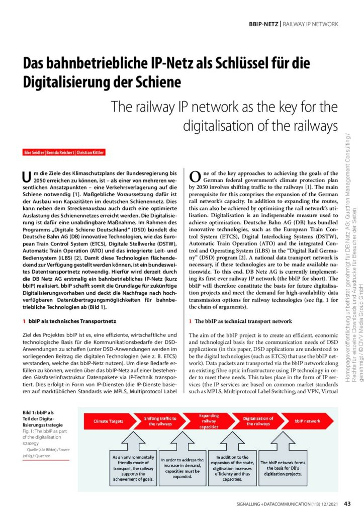 Digitalisierung der Schiene