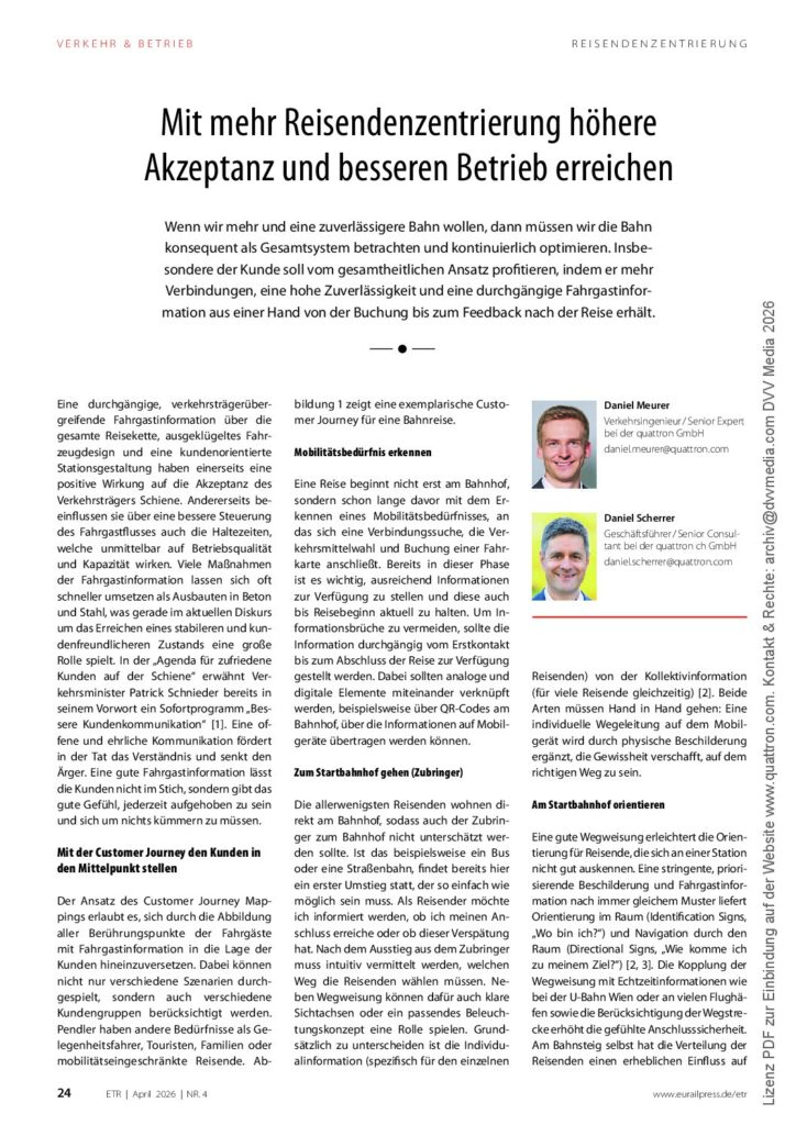Mit mehr Reisendenzentrierung höhere Akzeptanz und besseren Betrieb erreichen